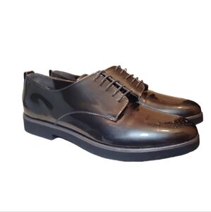 AGL | Attilio Giusti Leombruni Dark Gray Patent Leather Brogues in Size …